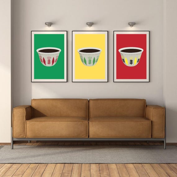 ハベシャコーヒーカップイラストセット：エチオピア・エリトリアアート 