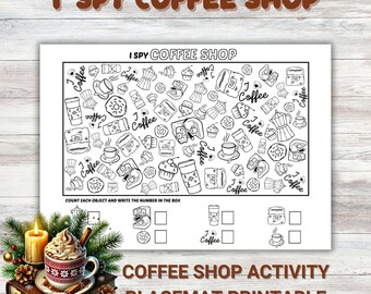 Tapete para colorear "Veo Veo Cafetería": Actividad infantil, imprimible (descarga digital)