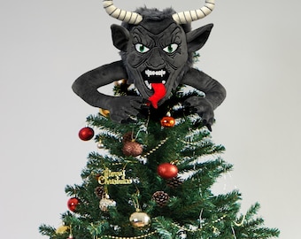 Krampus pluche boomtopper: spookachtig kerstdecor