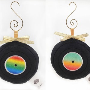 Vinyl record plush/ DJ/ Music themed Holiday Plush Ornaments. 2 color options. Free Shipping! Christmas/ Holiday ornament Stocking stuffer.
