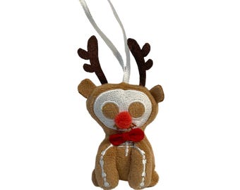 4&quot; Mini Ornament GingerDead Reindeer. Spookmas Plush Ornament. Creepmas spooky Christmas tree holiday plush ornaments decor Holiday Tree.
