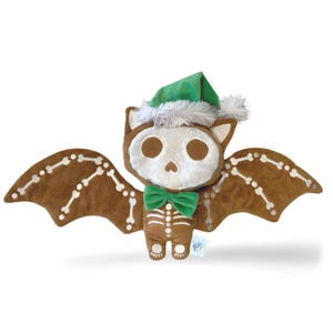 9&quot; GingerDEAD Bat Skeleton plush. Halloween/ Christmas/ Creepmas plush. Spooky Christmas plushie.