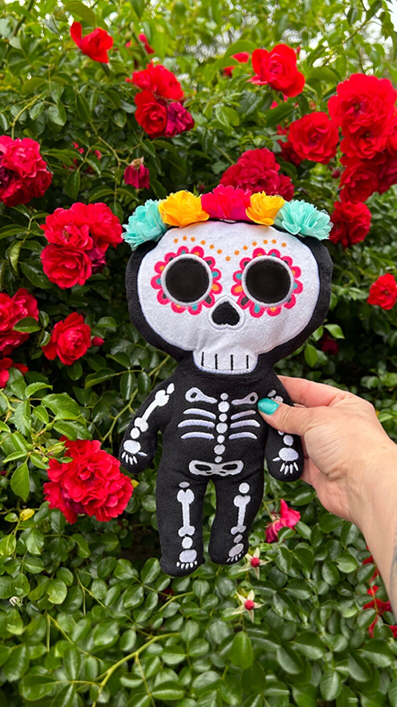 12" Day of the Dead Sugar Skull Skeleton Plushie. Halloween / Dia De ...