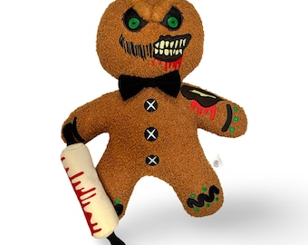 Zombie GingerDead Man 18&quot; Shaped Pillow. Creepmas spooky Christmas Spookmas Haunted Holiday Home Decor. Free Shipping! Creepy Zombie Snowman