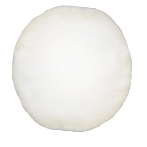 May include: A large, round, white, fluffy pillow.