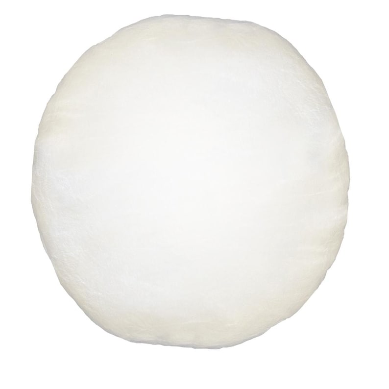 May include: A large, round, white, fluffy pillow.