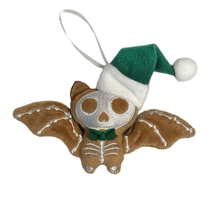 4" Mini Ornament GingerDead Bat. Pluszowy Ornament Spookmas. Creepmas upiorny choinkowy świąteczny pluszowy ornament dekoracja Holiday Tree.