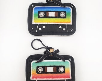 Cassette Tape/ Music themed Plush Backpack Clip.  Retro Holiday Gift. Free Shipping! Christmas/ Holiday Stocking stuffer. Geek gift!