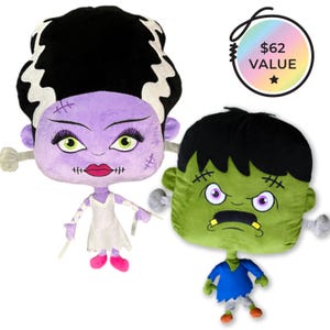 The Undying Love Set. Plush Bride of Frankenstein & Frankenstein. Halloween Horror Spooky Home decoration. Occult Geek Gift! Halloween home