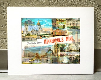 Groeten uit Minneapolis 16 x 20 gematteerde print - Minneapolis, MN