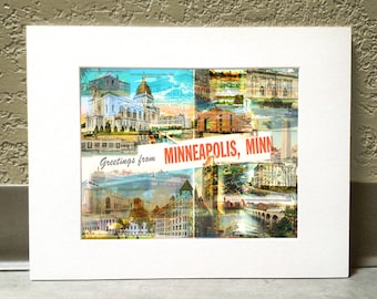 Greetings from Minneapolis 16 x 20 Matted Print - Minneapolis, MN