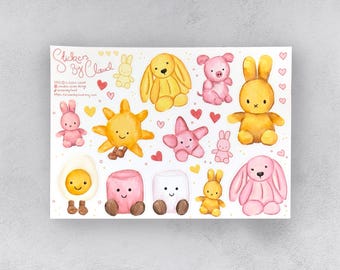 Sticker Bogen 'Lemonberry Friends' | Journal Aufkleber, Kalender, Planer Aufkleber, süße Aufkleber, Spielzeug, Illustration, handgemacht, braun