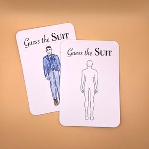 Guess the Suit Karte A6 zum bemalen - Polterabend JGA Hochzeit, Beschäftigung, Unterhaltung für Gäste, Partyspiele