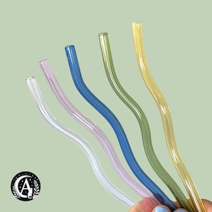 gewellte Glasstrohhalme wiederverwendbar - verschiedene Farben, 20 Zentimeter - Perfekte Ergänzung für Trinkbecher, Glascups und mehr!