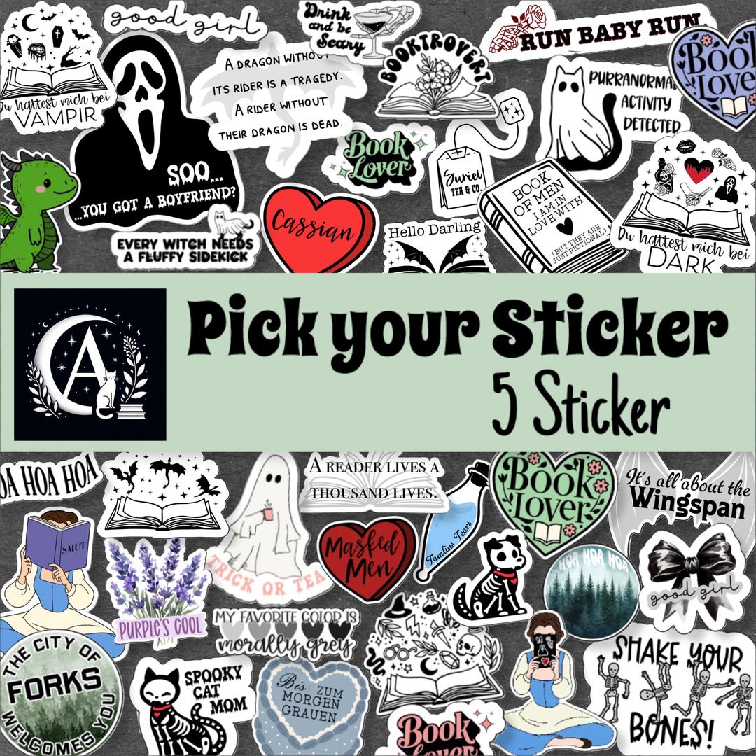 Pick Your Sticker! Sticker Bundle - 5 Stickers for Book Journals ...