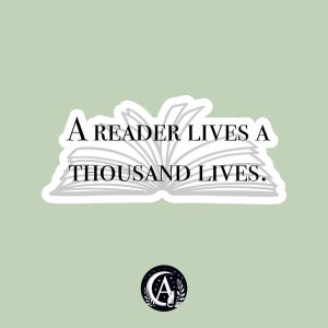 Sticker A reader lives a thousand lives - Bookish Sticker - Holo Sticker, Aufkleber, Journal, Bookjournal, lesen, Bücherwurm, Buch