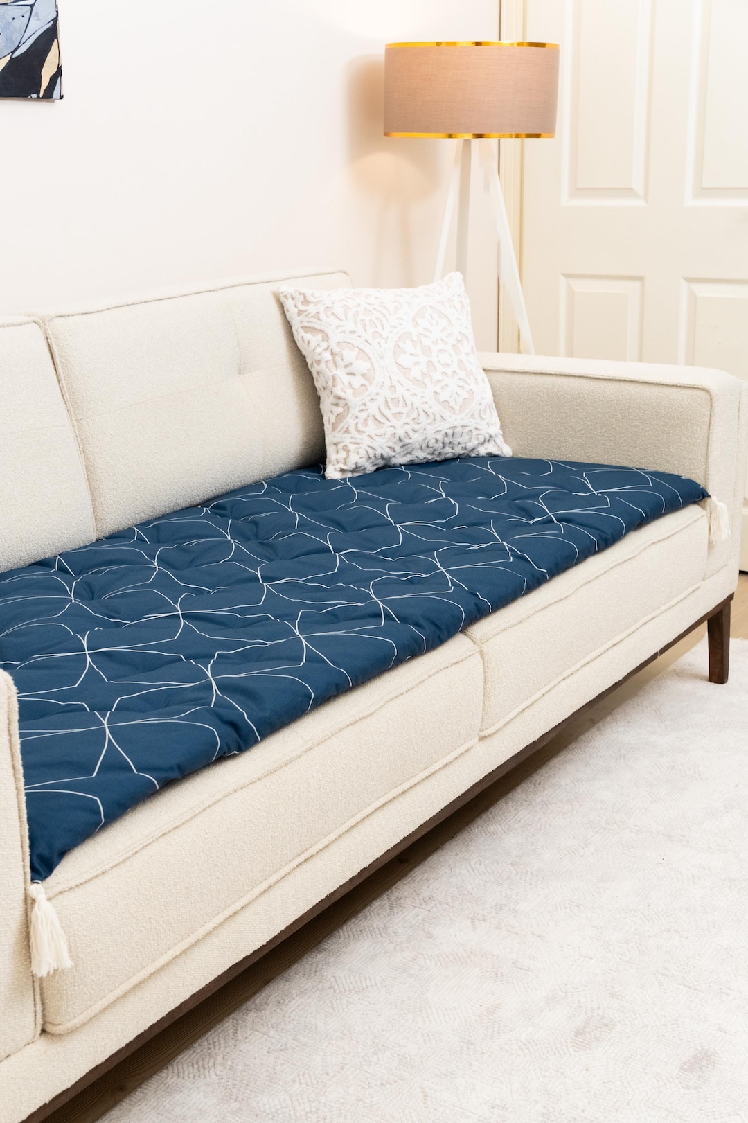 Custom Size Linen Sofa Topper – Pet Friendly Couch Protector, Non Slip ...