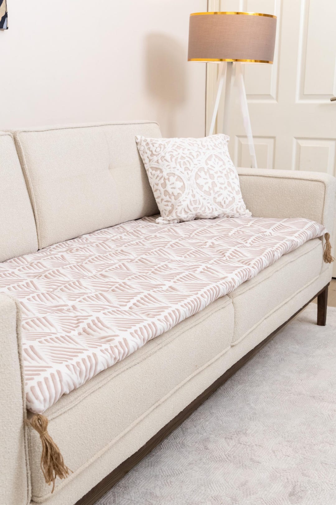 Custom Size Linen Sofa Topper – Pet Friendly Couch Protector, Non Slip ...
