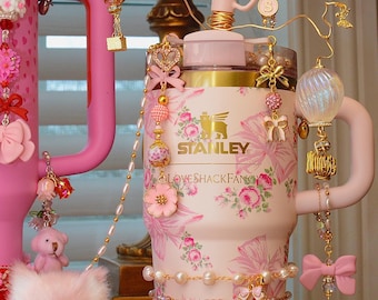 Fancy's day at the Hot Air Balloon Festival. Designer Accessory Set for Stanley 20oz Pink LoveShackFancy holiday quencher. Cup not included