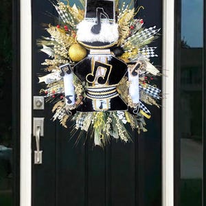 Music Note nutcracker decor, Christmas decor, black and gold decor, handmade nutcracker , Christmas wreath wreath designs by sara