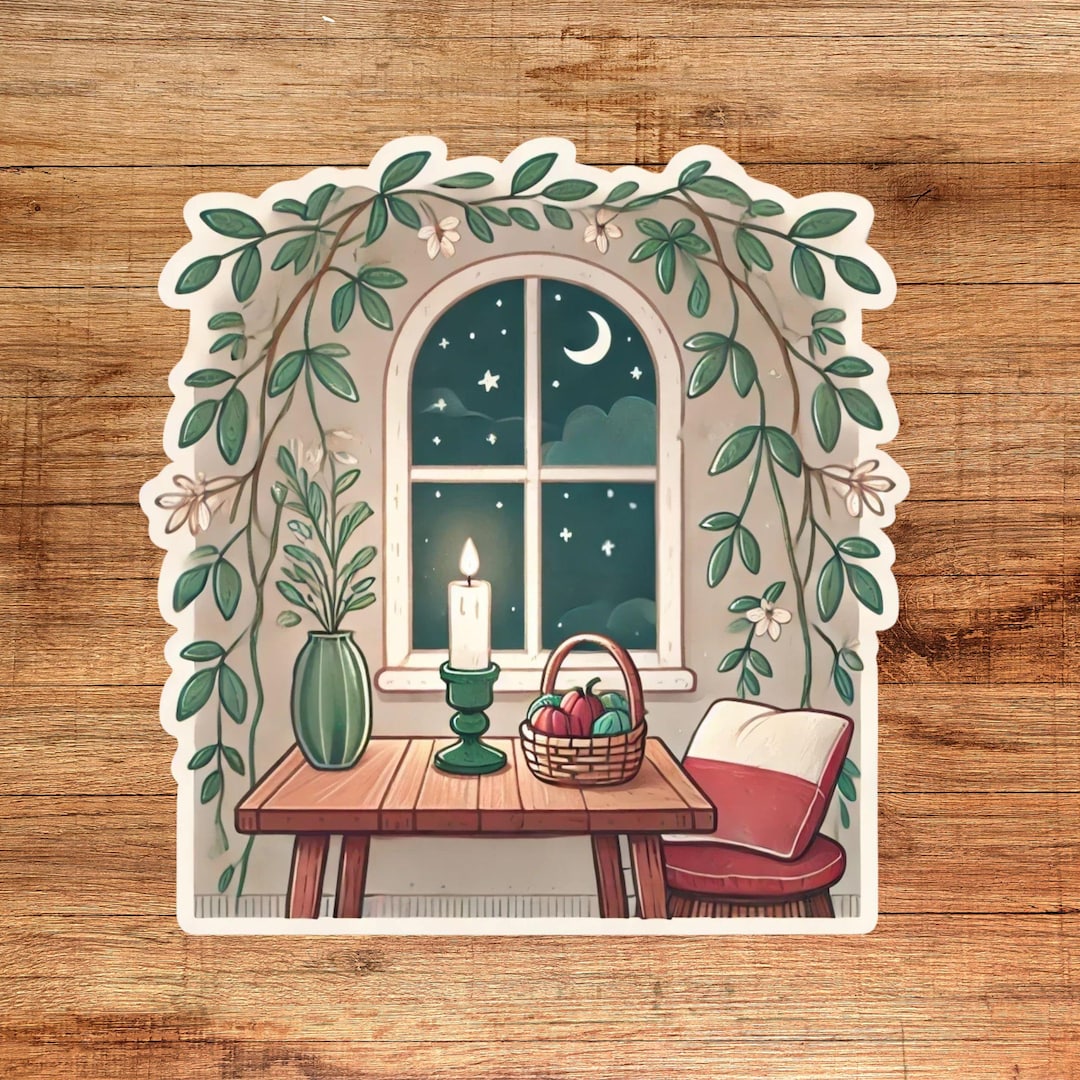 Cozy Window Vinyl Sticker Cottage Nighttime Decor Decal Aesthetic Home ...
