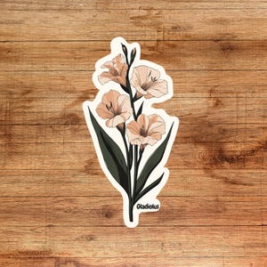 Gladiolus Sticker August Birth Flower Floral Vinyl Sticker for Laptop Water Bottle or Journal