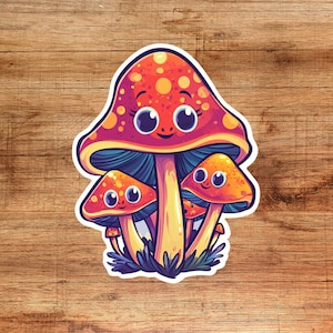 Kawaii Mushroom Sticker Cute Toadstool Vinyl Decal Aesthetic Fungi Art