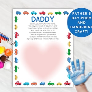 Papa Vaderdaggedicht handafdrukkaart Vaderdagkaart voor papa Vaderdag Kleuterschool Ambachtelijk gedicht voor papa Vaderdag Instant Download
