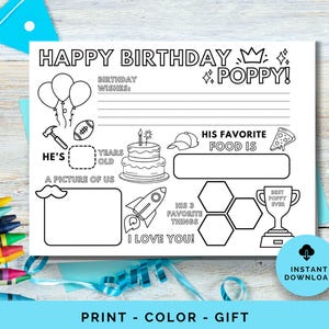 Poppy birthday card, birthday card for Poppy, Happy Birthday Poppy, Personalized birthday card for Poppy, Poppy, Poppy Birthday Printable