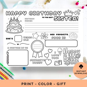 Sister birthday card, birthday card for Sister, Happy Birthday Sister, Personalized card for Sister, Sister Birthday Printable