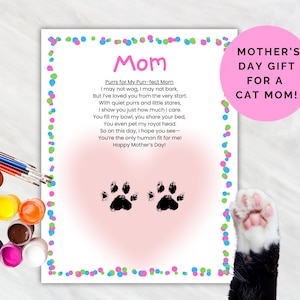 Maman chat cadeau fête des mères chat maman fête des mères carte empreinte de patte chat maman cadeau souvenir chat maman poème fête des mères chat carte maman chat cadeau maman maman