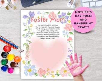 Tarjeta con huella de mano para el Día de la Madre de Crianza Tarjeta para el Día de la Madre de Crianza Tarjeta con huella de mano para madre de crianza Regalo para madre de crianza Tarjeta para madre de crianza Madre de crianza