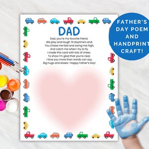 Vaderdaggedicht Afdrukbaar van peuter kleuterschool Vaderdagcadeau Vaderdagcadeau van kleuter Gedicht voor vader Gedicht Vaderdag