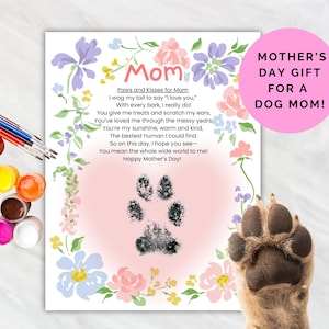 Cartão de Dia das Mães para Mãe de Cachorro, Poema para Mãe de Cachorro, Presente de Lembrança para o Dia das Mães, Cartão de Impressão de Pata de Mãe de Cachorro, Cartão de Impressão de Pata de Mãe de Cachorro para o Dia das Mães