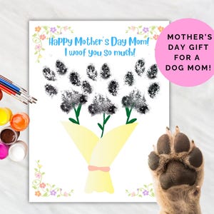 Hunde Mama Pawprint Karte Muttertag, Hund Pawprint Karte Muttertag Geschenk für Hundemama Muttertag Pfotenabdruck für Hundemama Geschenk Muttertag Welpe
