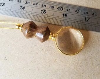 Magnifying Glass Pendant with Handle - Bocote