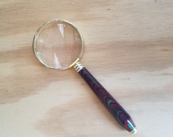 Magnifying Glass with Red and Green SpectraPly Wood Handle