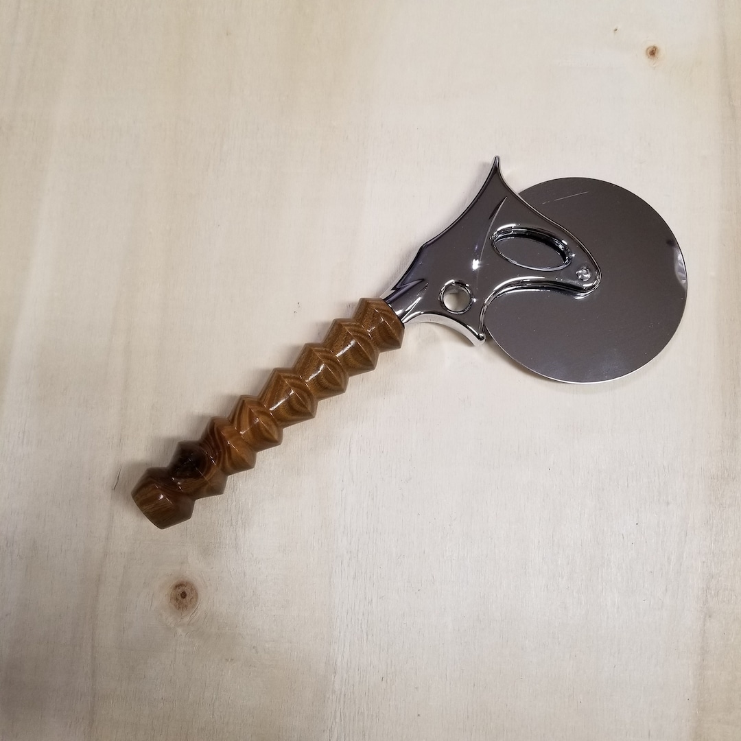 Large Pizza Cutter Wheel With Lignum Vitae Wood Handle Etsy