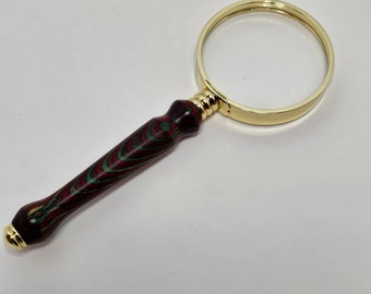 Magnifying Glass with Green and Red SpectraPly Wood Handle