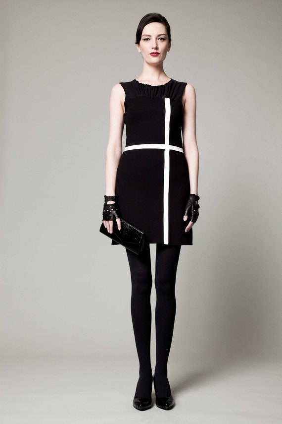 1960's Black and White Mod Dress - TO HIRE 1960's Black and White Mod Dress - TO HIRE