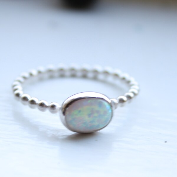 Opal Stacking Ring Sterling Silver