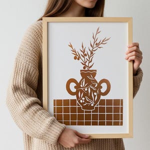 Olive art handmade linocut print, unique linocut poster, botanical linocut original print, nature inspired wall decoration