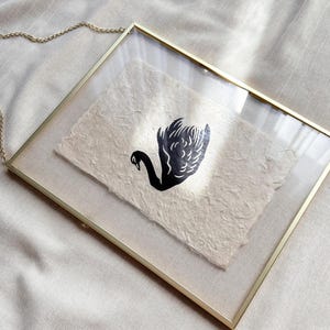 Black Swan Handmade Linocut Print, Limited Edition, Animal Linocut Poster, Unique Gift Wall Art Prints