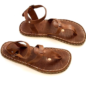 Earthing Sandals for Men | Handmade Natural Leather Barefoot Shoes | Grounding Footwear with Soft Suede Sole | Crazy Brown