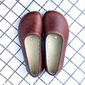 Handgefertigte Leder Erdung Frauen Schuhe: Barfuß Ballerinas - Klassisch Braun