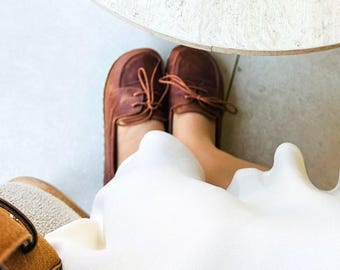 Zapatos descalzos de cuero marrón loco: zapatos de tierra para mujer