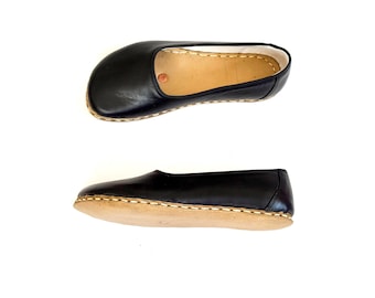 Women Wide Toe Box Elegant Grounding Shoes: All Leather Shoes, Minimalist Barefoot  Black