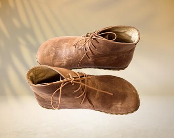 Women Grounding Earth Barefoot Hunter Boots: Handmade Buffalo Leather Sole Wide Toe Box Vision
