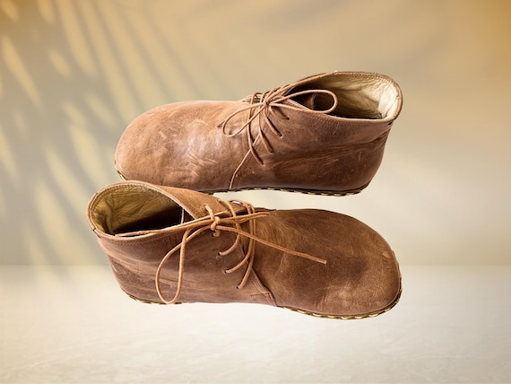 Women Grounding Earth Barefoot Hunter Boots: Handmade Buffalo Leather Sole Wide Toe Box Vision