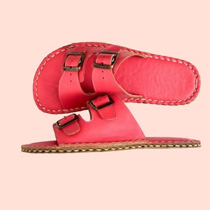 Barefoot Copper Sandals Men, Grounding Shoes,All Leather Shoes, Shoe Gifted, Wide Toe Box, Earthing S| Pink